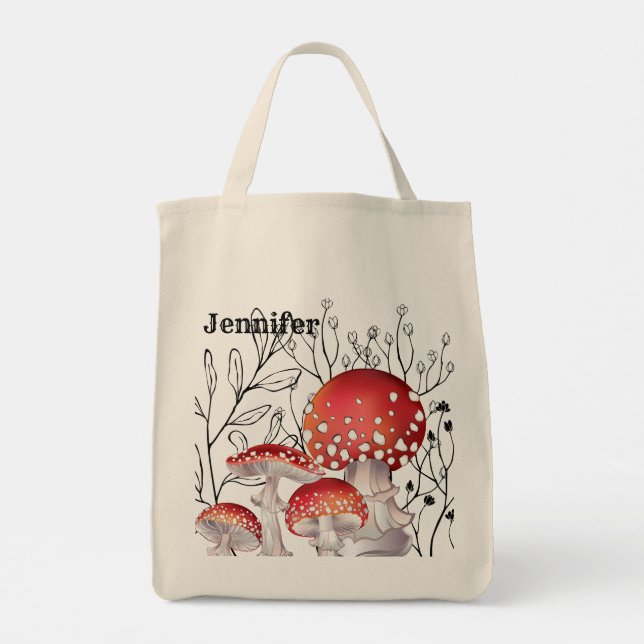 Personalised Watercolor Mushroom Tote (Back)