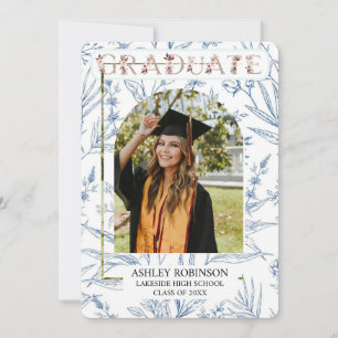 Personalised Watercolor Nature Floral Graduation Invitation