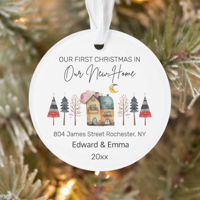 Personalised Watercolor New Home First Christmas Ornament (Tree)