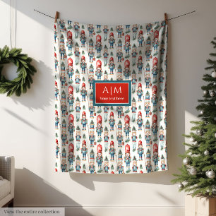 Personalised watercolor nutcracker traditional fleece blanket