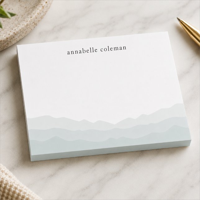Personalised Watercolor Ombre Sticky Pad Post-it Notes (Personalized blue watercolor Post-it Notes with a soft ombre landscape detail for desks.)