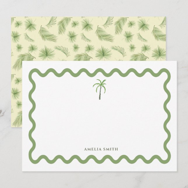 Personalised Watercolor Palm Tree Notecard (Front/Back)