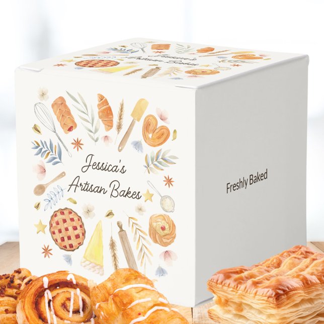 Personalised Watercolor Pastry Baking Bakery Favour Box (In situ)