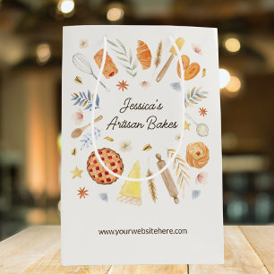 Personalised Watercolor Pastry Baking Bakery Medium Gift Bag