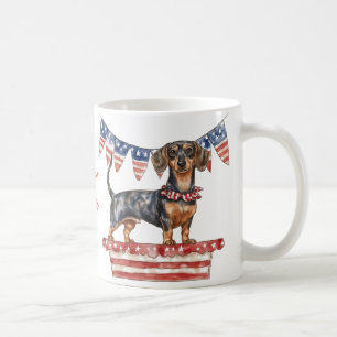 Personalised Watercolor Patriotic Dachshund Mug