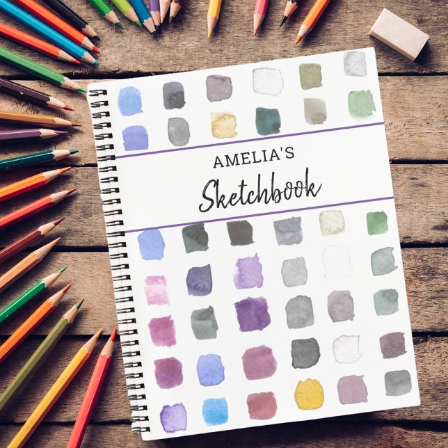 Personalised Watercolor Pattern Sketchbook  Notebook (Creator Uploaded)