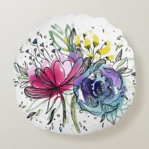 Personalised Watercolor Pink & Blue Flowers Design