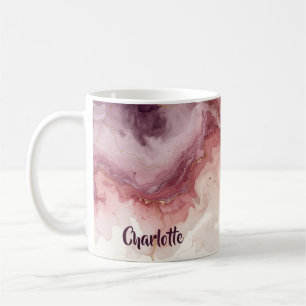 Personalised Watercolor Pink Marble Name Gift Her Coffee Mug
