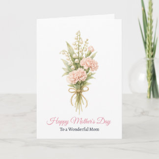 Personalised Watercolor Pink Peony Lily Mothers  Card