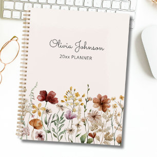 Personalised Watercolor Pretty Wildflower Floral Planner