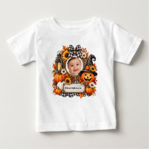 Personalised Watercolor Pumpkin Halloween Baby T-Shirt