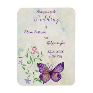Personalised watercolor purple butterfly magnet