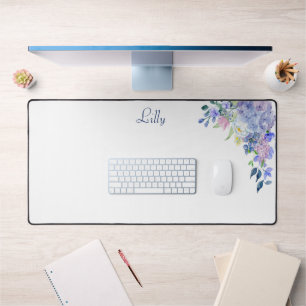  Personalised Watercolor Purple Hydrangeas Desk Mat