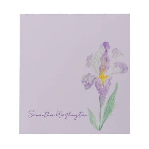 Personalised Watercolor Purple Iris Notepad