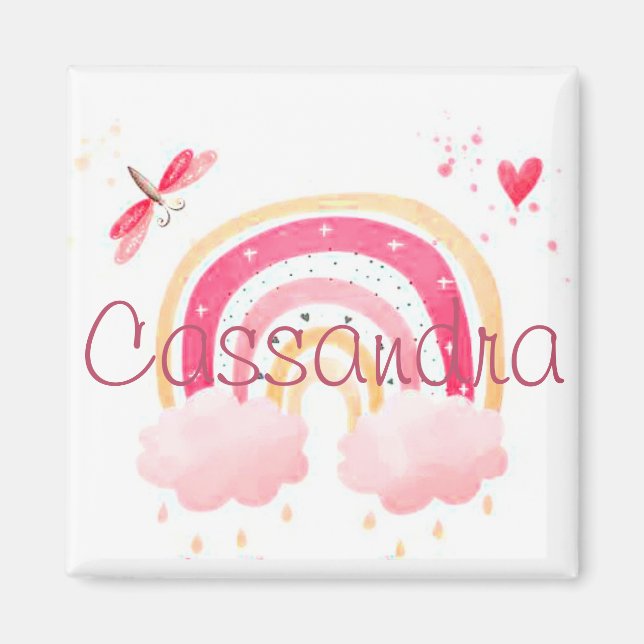 Personalised watercolor rainbow   magnet (Front)