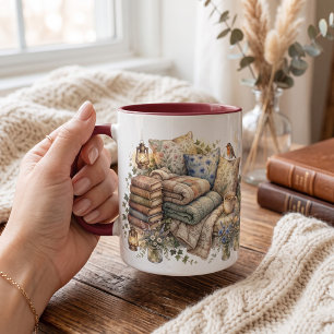 Personalised watercolor reading nook mug