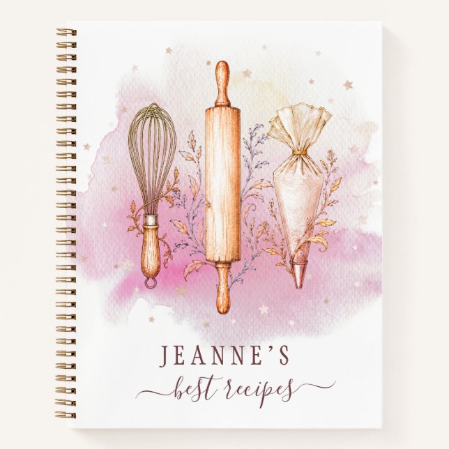 Personalised Watercolor Recipe Collection Notebook (Front)