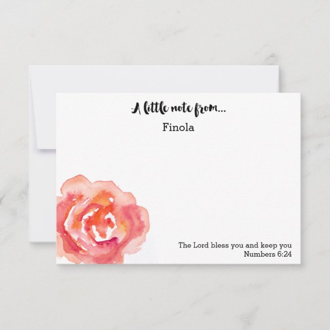 Personalised | Watercolor Rose Scripture Notecard (Front)