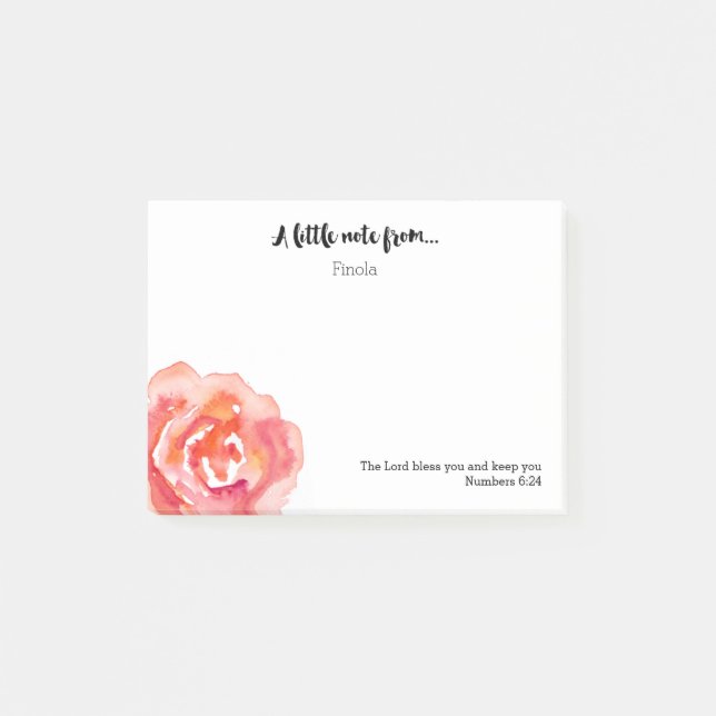 Personalised | Watercolor Rose Scripture Post-it Notes (Front)