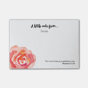 Personalised   Watercolor Rose Scripture Post-it Notes