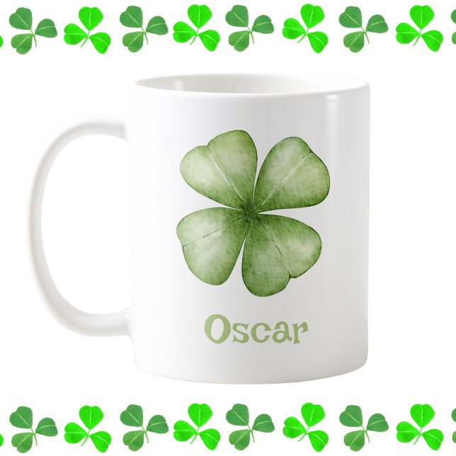 Personalised Watercolor Shamrock Coffee Mug (Creator Uploaded)