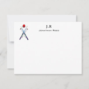 Personalised Watercolor Ski Gear Thank You Card