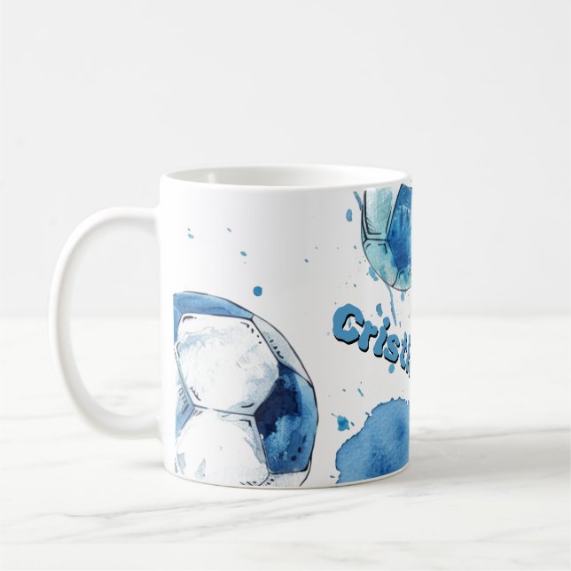 Personalised Watercolor Soccer Coffee Mug (Left)