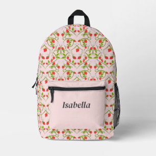 Personalised Watercolor Strawberry Blossom Pattern Printed Backpack
