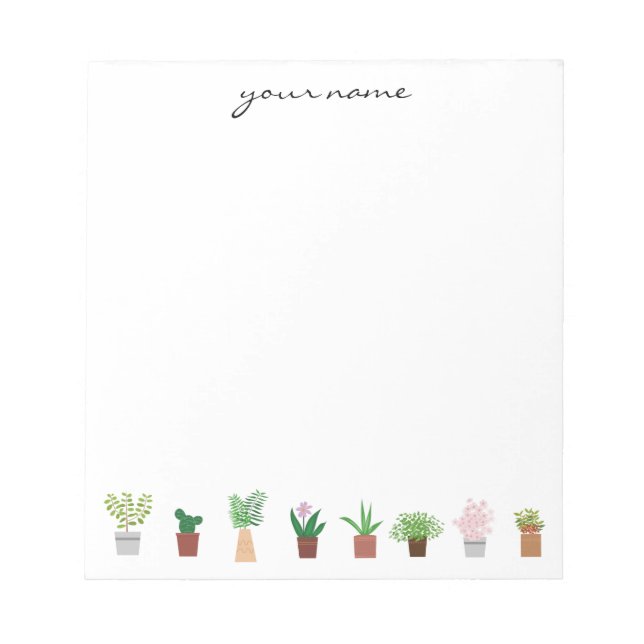 Personalised Watercolor Succulents Boho Notepad (Front)