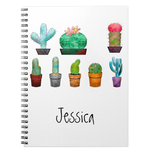 Personalised watercolor succulents  notebook (Front)