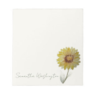 Personalised Watercolor Sunflower Notepad