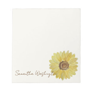 Personalised Watercolor Sunflower Notepad