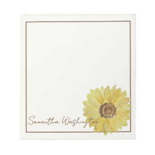 Personalised Watercolor Sunflower Notepad