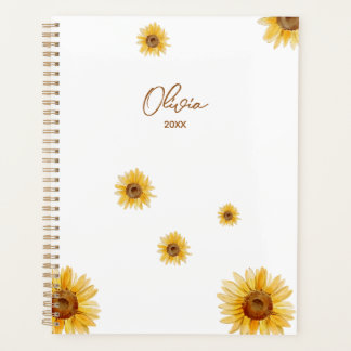 Personalised Watercolor Sunflowers Planner