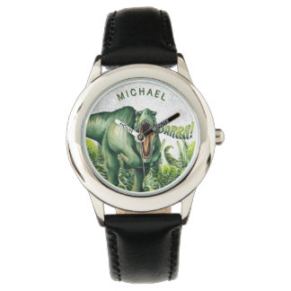 Personalised Watercolor T-Rex Dinosaur Kids' Watch