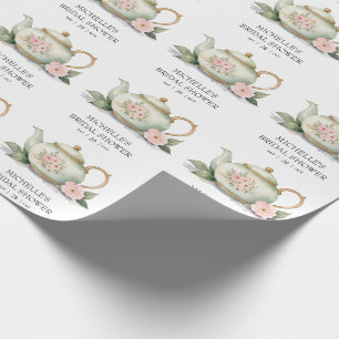 Personalised Watercolor Tea Party Bridal Shower Wrapping Paper