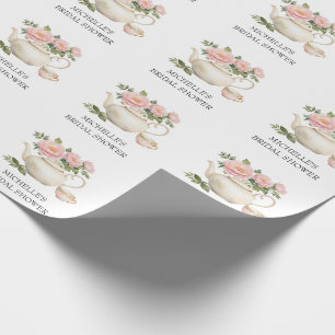 Personalised Watercolor Tea Party Bridal Shower    Wrapping Paper