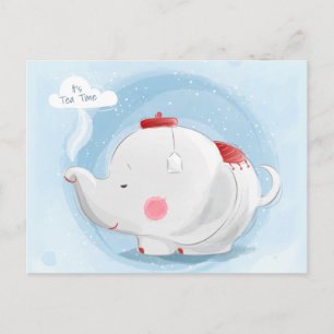 Personalised Watercolor Teacup Elephant Postcard