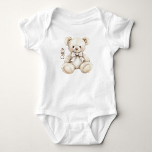 Personalised Watercolor Teddy Bear Baby Bodysuit