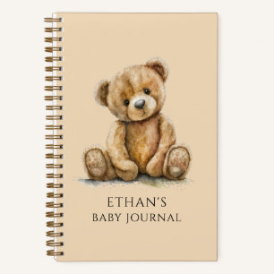 Personalised Watercolor Teddy Bear Baby Journal