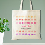 Personalised Watercolor Thank You Teacher Pink Tote Bag<br><div class="desc">Say Thank You to your teacher with this tote bag which is decorated with a watercolor pattern in shades of pink. Easily customisable. To edit further use the Design Tool to change the font, font size, or colour. Because we create our artwork you won't find this exact image from other...</div>