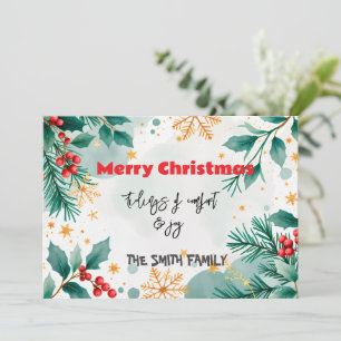 Personalised Watercolor “Tidings of Comfort & Joy” Invitation