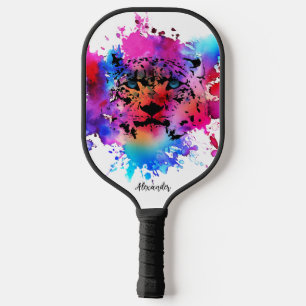 Personalised Watercolor Tiger Head Pickleball Paddle