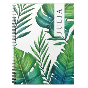 Personalised Watercolor Tropical Leaves Notebook