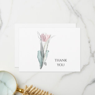 Personalised Watercolor Tulip Simple Thank You Card