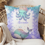 Personalised Watercolor Under the Sea  Cushion<br><div class="desc">Add a touch of undersea charm to your home decor with our "Personalised Watercolor Under the Sea Throw Pillow." Dive into the whimsical world of the ocean with this delightful throw pillow, featuring enchanting watercolor illustrations of marine life and captivating underwater scenes. From playful dolphins to colourful coral reefs, each...</div>