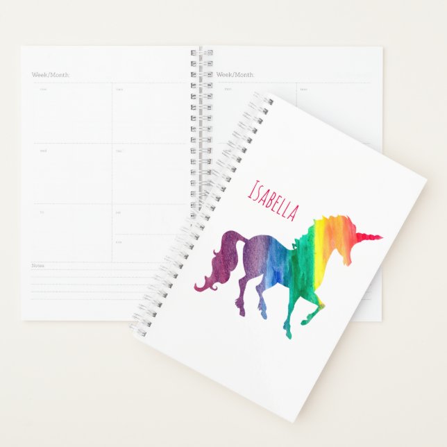 Personalised Watercolor Unicorn Trendy Beautiful Planner (Display)