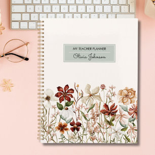 Personalised Watercolor Vintage Wildflower Floral Planner