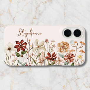 Personalised Watercolor Vintage Wildflower Meadow iPhone 16 Case