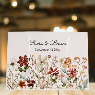 Personalised Watercolor Vintage Wildflower Meadow Large Gift Bag